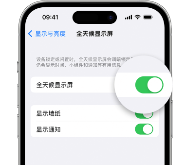 怒江苹果15预约维修分享iPhone15如何设置全天候显示屏幕可见 